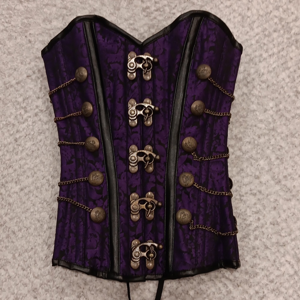 Corset Story Purple Steampunk Corset With Chains - Picture 8 of 16